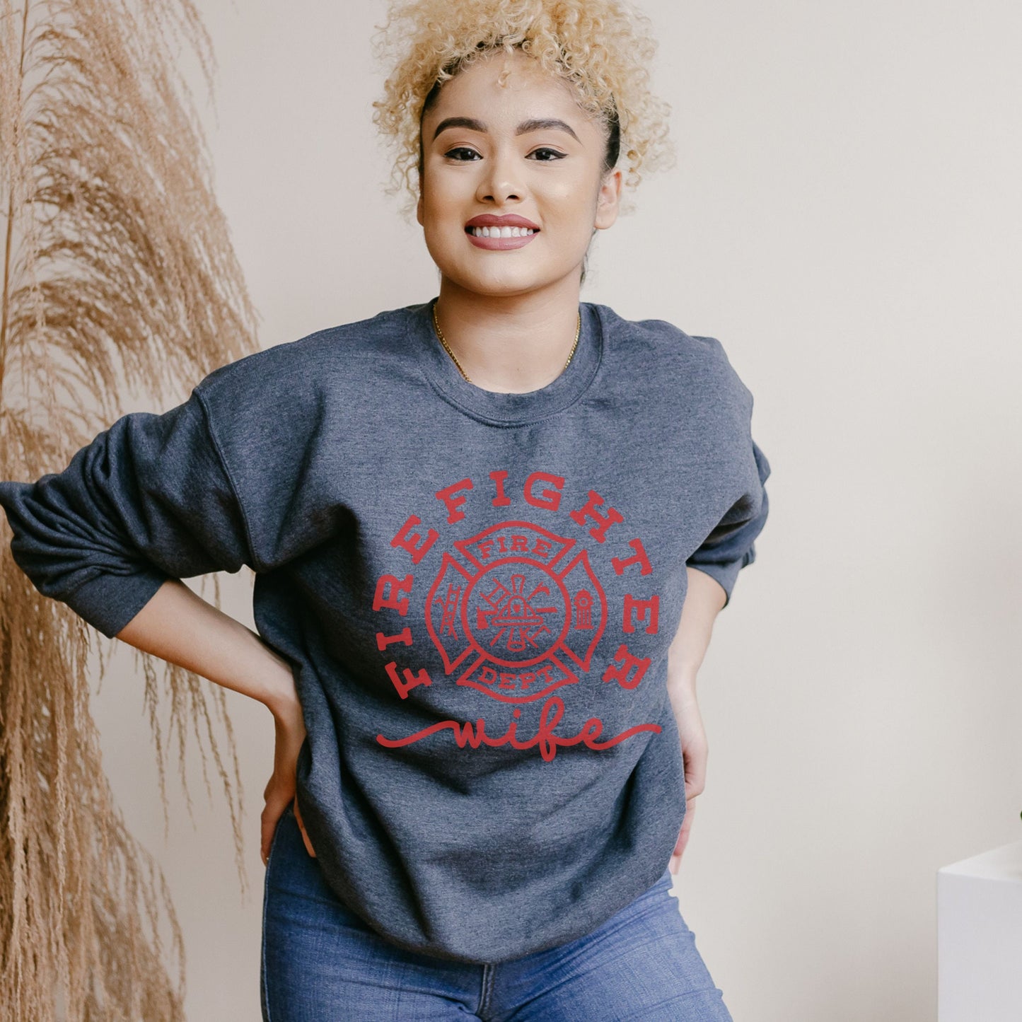 Firefighter Wife Sweatshirt, Fire Fighter Wife, Fire Wife Sweater, Christmas Gift Fire sweatshirt, Engineman, Ladderman, Smoke Jumper